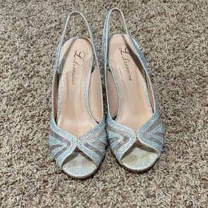 Lasonia Silver Glitter Peep Toe Heels